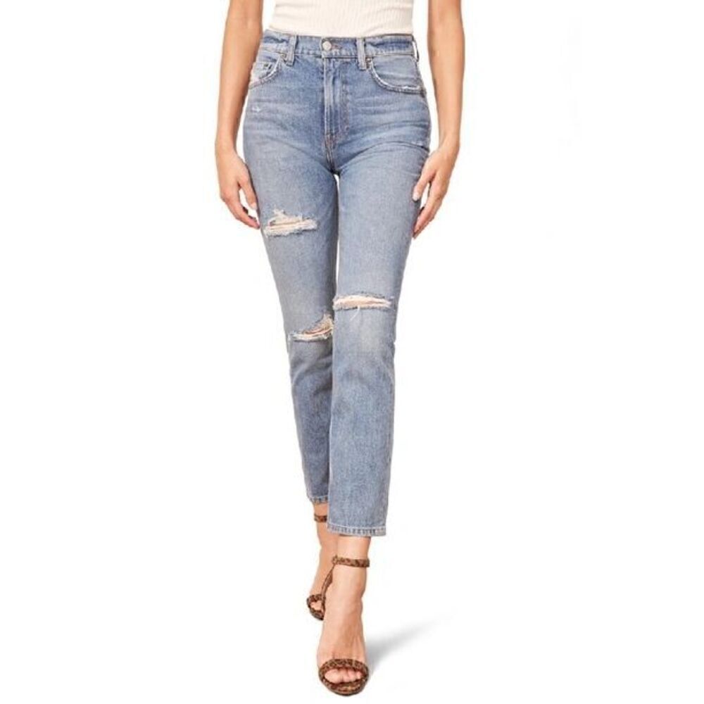 Reformation High Waisted Julia Jean Distressed  Antigua wash Size 26 Denim Boho